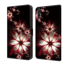 Red Dream Flower Crystal PU Leather Protective Wallet Case Cover for Samsung Galaxy A50