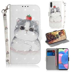 Cute Tomato Cat 3D Painted Leather Wallet Phone Case for Samsung Galaxy A50s