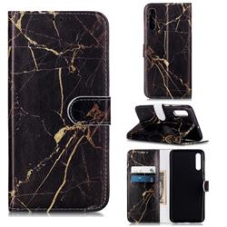 Black Gold Marble PU Leather Wallet Case for Samsung Galaxy A50s