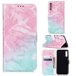 Pink Green Marble PU Leather Wallet Case for Samsung Galaxy A50s