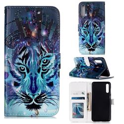 Ice Wolf 3D Relief Oil PU Leather Wallet Case for Samsung Galaxy A50s