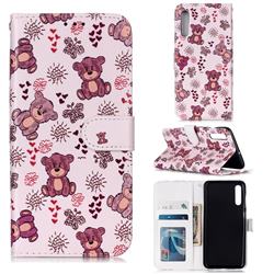 Cute Bear 3D Relief Oil PU Leather Wallet Case for Samsung Galaxy A50s
