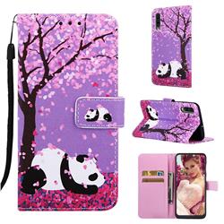Cherry Blossom Panda Matte Leather Wallet Phone Case for Samsung Galaxy A50s