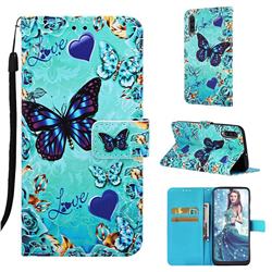 Love Butterfly Matte Leather Wallet Phone Case for Samsung Galaxy A50s