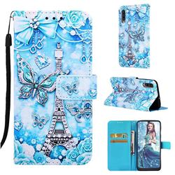 Tower Butterfly Matte Leather Wallet Phone Case for Samsung Galaxy A50s