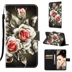 Black Rose Matte Leather Wallet Phone Case for Samsung Galaxy A50s
