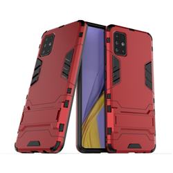 Armor Premium Tactical Grip Kickstand Shockproof Dual Layer Rugged Hard Cover for Samsung Galaxy A51 4G - Wine Red