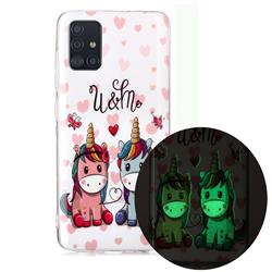 Couple Unicorn Noctilucent Soft TPU Back Cover for Samsung Galaxy A51 4G