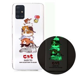 Cute Cat Noctilucent Soft TPU Back Cover for Samsung Galaxy A51 4G