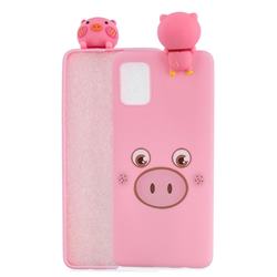 Small Pink Pig Soft 3D Climbing Doll Soft Case for Samsung Galaxy A51 4G