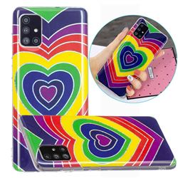 Rainbow Heart Painted Galvanized Electroplating Soft Phone Case Cover for Samsung Galaxy A51 4G