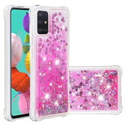 Dynamic Liquid Glitter Sand Quicksand TPU Case for Samsung Galaxy A51 4G - Pink Love Heart