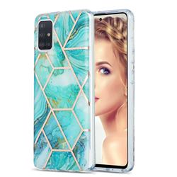 Blue Sea Marble Pattern Galvanized Electroplating Protective Case Cover for Samsung Galaxy A51 4G