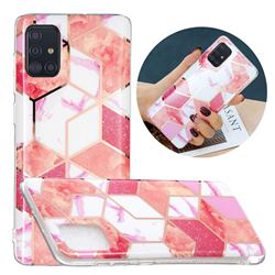 Cherry Glitter Painted Marble Electroplating Protective Case for Samsung Galaxy A51 4G