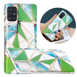 Green Triangle Painted Marble Electroplating Protective Case for Samsung Galaxy A51 4G
