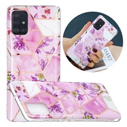 Purple Flower Painted Marble Electroplating Protective Case for Samsung Galaxy A51 4G