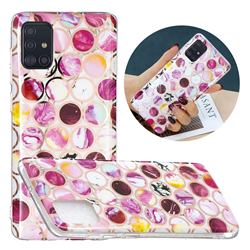 Round Puzzle Painted Marble Electroplating Protective Case for Samsung Galaxy A51 4G