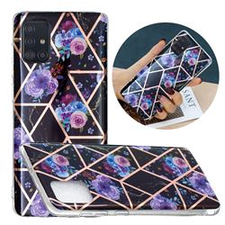 Black Flower Painted Marble Electroplating Protective Case for Samsung Galaxy A51 4G