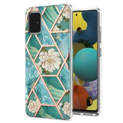 Blue Chrysanthemum Marble Electroplating Protective Case Cover for Samsung Galaxy A51 4G