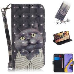 Cat Embrace 3D Painted Leather Wallet Phone Case for Samsung Galaxy A51 4G