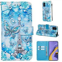 Tower Butterfly Matte Leather Wallet Phone Case for Samsung Galaxy A51 4G