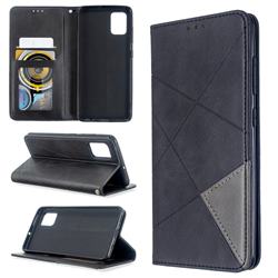 Prismatic Slim Magnetic Sucking Stitching Wallet Flip Cover for Samsung Galaxy A51 4G - Black