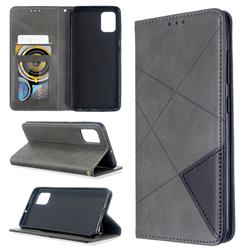 Prismatic Slim Magnetic Sucking Stitching Wallet Flip Cover for Samsung Galaxy A51 4G - Gray