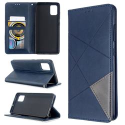 Prismatic Slim Magnetic Sucking Stitching Wallet Flip Cover for Samsung Galaxy A51 4G - Blue