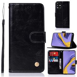 Luxury Retro Leather Wallet Case for Samsung Galaxy A51 4G - Black
