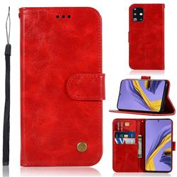 Luxury Retro Leather Wallet Case for Samsung Galaxy A51 4G - Red