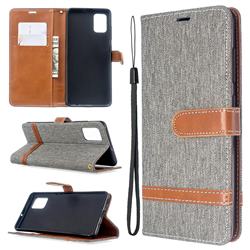 Jeans Cowboy Denim Leather Wallet Case for Samsung Galaxy A51 4G - Gray