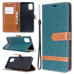Jeans Cowboy Denim Leather Wallet Case for Samsung Galaxy A51 4G - Green