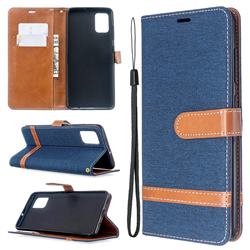 Jeans Cowboy Denim Leather Wallet Case for Samsung Galaxy A51 4G - Dark Blue