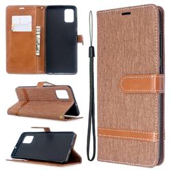 Jeans Cowboy Denim Leather Wallet Case for Samsung Galaxy A51 4G - Brown