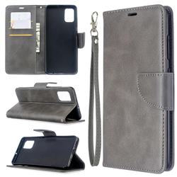Classic Sheepskin PU Leather Phone Wallet Case for Samsung Galaxy A51 4G - Gray