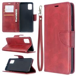 Classic Sheepskin PU Leather Phone Wallet Case for Samsung Galaxy A51 4G - Red