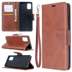 Classic Sheepskin PU Leather Phone Wallet Case for Samsung Galaxy A51 4G - Brown