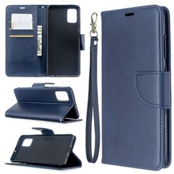 Classic Sheepskin PU Leather Phone Wallet Case for Samsung Galaxy A51 4G - Blue