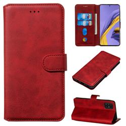 Retro Calf Matte Leather Wallet Phone Case for Samsung Galaxy A51 4G - Red