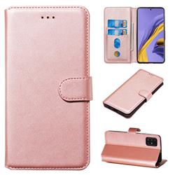 Retro Calf Matte Leather Wallet Phone Case for Samsung Galaxy A51 4G - Pink