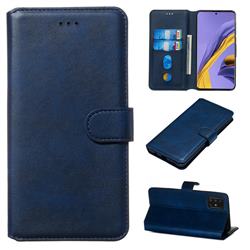Retro Calf Matte Leather Wallet Phone Case for Samsung Galaxy A51 4G - Blue