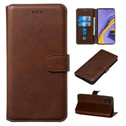 Retro Calf Matte Leather Wallet Phone Case for Samsung Galaxy A51 4G - Brown