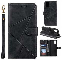 Embossing Geometric Leather Wallet Case for Samsung Galaxy A51 4G - Black