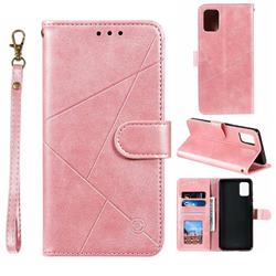 Embossing Geometric Leather Wallet Case for Samsung Galaxy A51 4G - Rose Gold