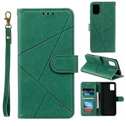 Embossing Geometric Leather Wallet Case for Samsung Galaxy A51 4G - Green