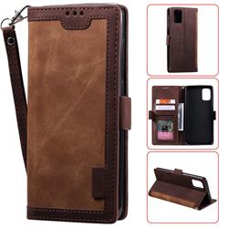 Luxury Retro Stitching Leather Wallet Phone Case for Samsung Galaxy A51 4G - Dark Brown