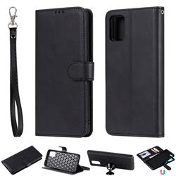 Retro Greek Detachable Magnetic PU Leather Wallet Phone Case for Samsung Galaxy A51 4G - Black
