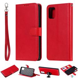 Retro Greek Detachable Magnetic PU Leather Wallet Phone Case for Samsung Galaxy A51 4G - Red