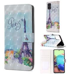 Paris Tower 3D Painted Leather Phone Wallet Case for Samsung Galaxy A51 4G
