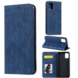Intricate Embossing Four Leaf Clover Leather Wallet Case for Samsung Galaxy A51 4G - Dark Blue